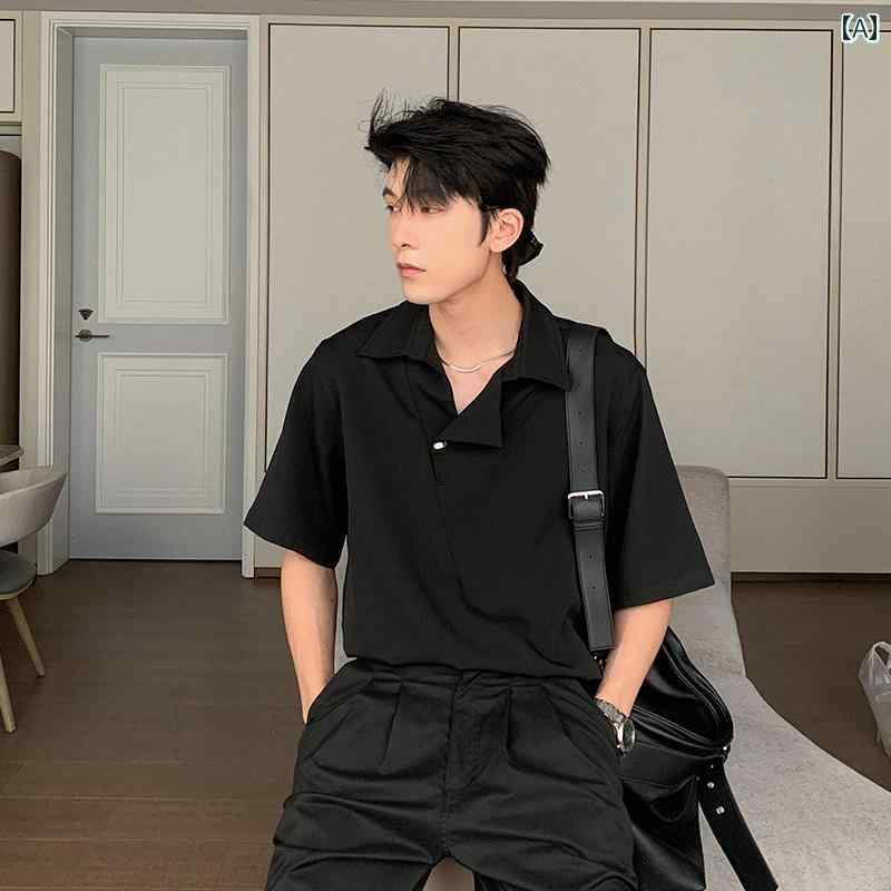 メンズ ファッション 春夏 秋冬 かっこいい オシャレ モテ 男性用 紳士服 服 韓国 シンプル 大人 ボーイズ 半袖 サマー ポロシャツ T シャツ ライト 大人 トップ(4)