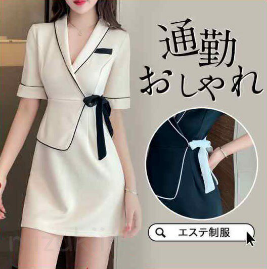 エステ ユニフォーム サロン 通勤 レディース 女性 制服 おしゃれ 半袖 ワンピース ネイル 美容 歯科衛生士 医療系 歯科 クリニック 歯科衛生士