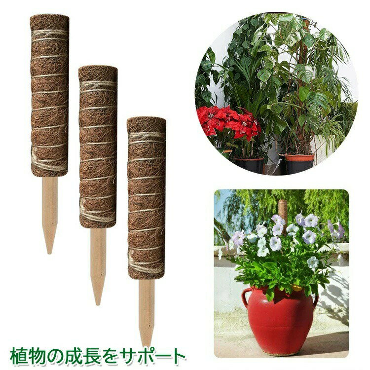 2個セット 園芸 支柱 40cm おしゃれ 植物支柱 ガーデン 蔓 花ささえ 連結 延長 木製 ココナッツ 支え ..