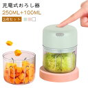 【2点セット】フードプロセッサー 250ML/三刃 100ML/二刃 大根おろし器 コードレス 電動 一台多役 小型 コンパクト USB 充電式 みじんぎりチョッパー 操作簡単 氷 泡立て器 大根おろし だいこんおろし器 みじん切りチョッパー 大根おろし 小さめ ミニサイズ