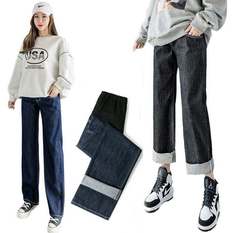 ゆったり マタニティ 美脚 産前産後兼用 ボトムス ストレッチ デニムパンツ 脚長 オフィス マタニティ パンツ 動きやすい サイズ調整できる オールシーズン パンツ マタニティ 部屋着 デニムパンツ ワイドパンツ 在宅 マタニティ ワイド