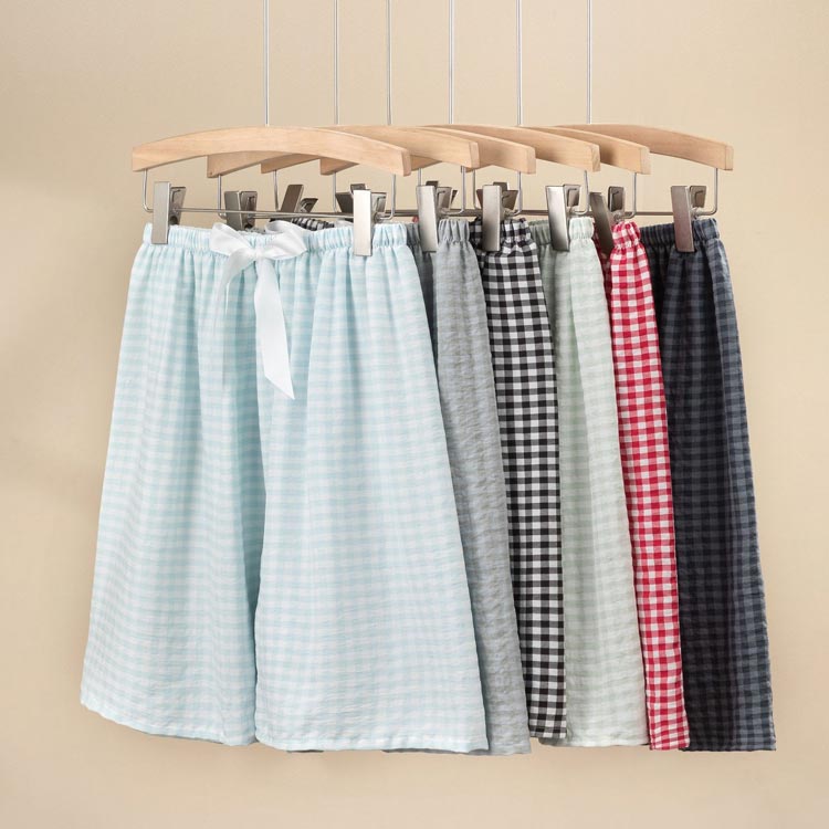 ルームウェア レディース ショートパンツ パジャマ 部屋着 ハーフパンツ ナイトウェア ルームパンツ ゆったり イージーパンツ チェック柄 ウエストゴム 薄手 春夏 お洒落