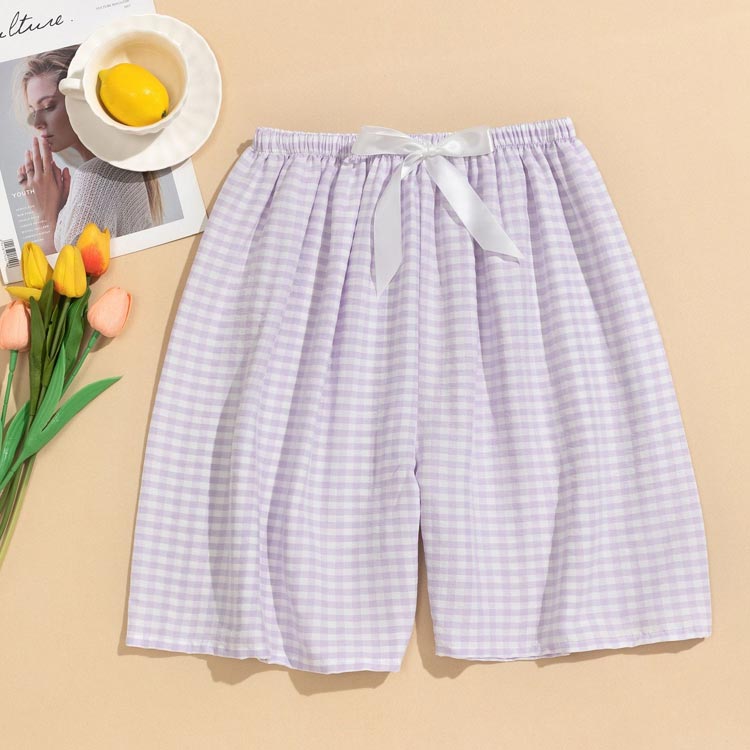 ルームウェア レディース ショートパンツ パジャマ 部屋着 ハーフパンツ ナイトウェア ルームパンツ ゆったり イージーパンツ チェック柄 ウエストゴム 薄手 春夏 お洒落