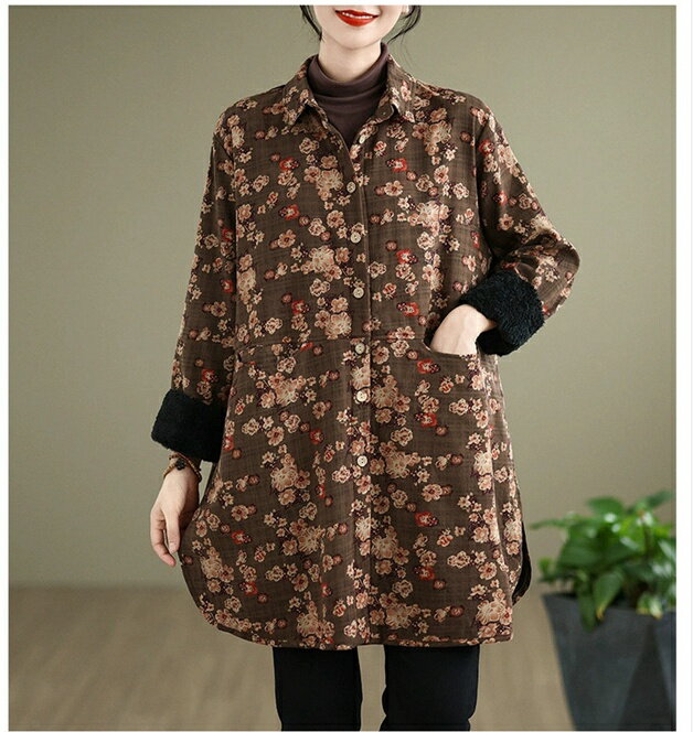 ロングシャツ チュニック 秋冬 ジャケット アウター トップス ワンピース 裏起毛 暖かい ロングワンピ..