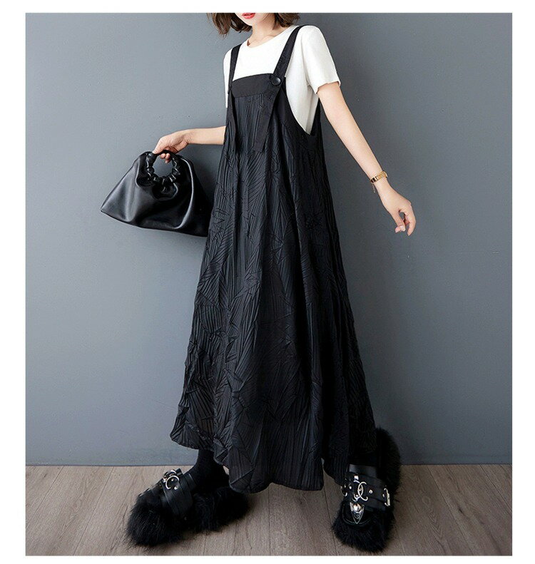 ワンピース ジャンパースカート 黒 ロング 大人可愛い 春夏 レディース ジャンスカ サロペット 無地 スカート マキシワンピース 秋 キャミワンピ 切替え スカート オーバーオール オールインワン 大人カジュアル 大きいサイズ 体型カバー ゆったり 上品 羽織 きれいめ