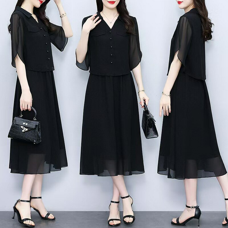 ワンピース シャツワンピース きれいめ Vネック 夏 半袖 パーティードレス ドレス 結婚式 マキシ レディース ロングワンピース チュニック カジュアルワンピース one piece 大きいサイズ 大人可愛い 体型カバー 着痩せ 上品 スカート 春服 洗える40代50代60代