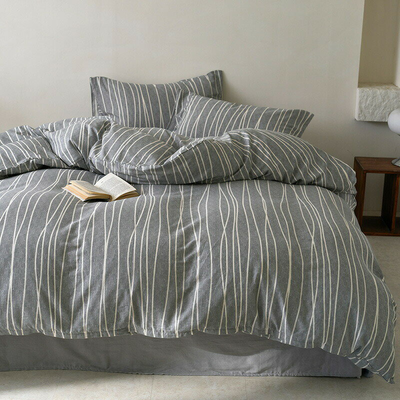 布団カバー 3点セット 寝具カバー 布団カバーセット 綿 柔らかい 掛け布団カバー ストライプ 和風 田園..