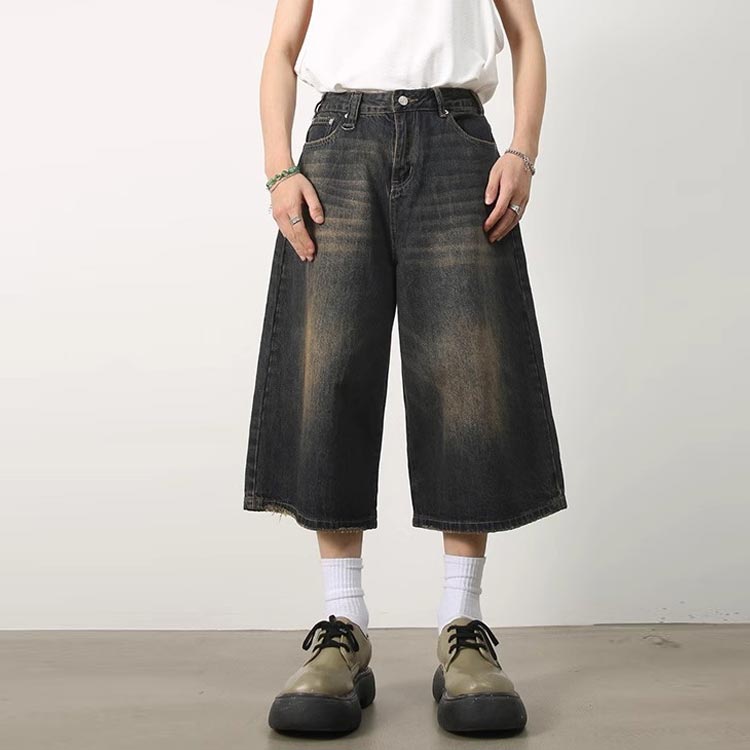 デニムパンツ レディース 7分丈 デニム メンズ 夏 春 春服 ワイド ショートパンツ クロップド丈 カジュアルパンツ デニムパンツ ワイドパンツ ジーンズ 薄手 膝下丈 ハーフパンツ 夏服 クロップドパンツ 大きいサイズ ストリート 韓国風 カッコイイ 無地 ユニセックス