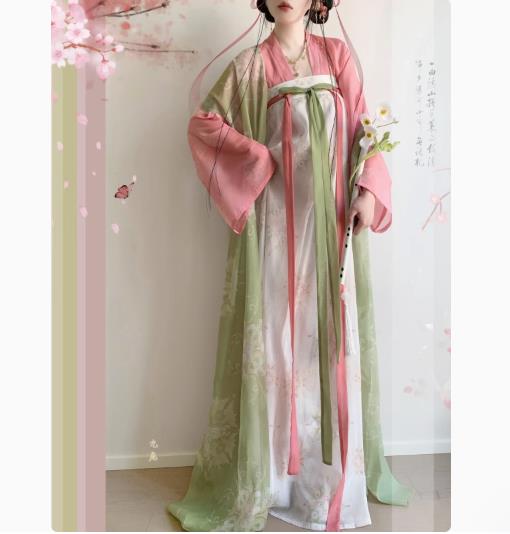 春夏日常セットチャイナドレス 大人用中国風唐装漢服 エレガント復古風コスプレ衣装 写真撮影用ドレス..