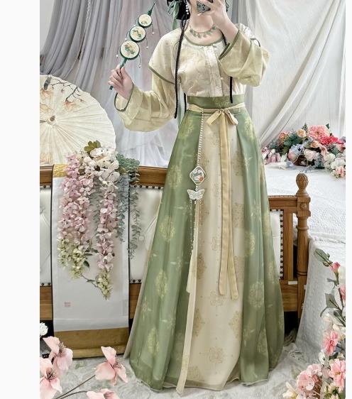 春夏日常セットチャイナドレス 大人用中国風唐装漢服 エレガント復古風コスプレ衣装 写真撮影用ドレス..