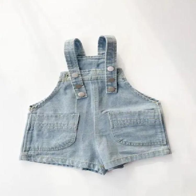 デニムサロペット キッズ 女の子 ショート丈 オーバーオール オールインワン 子供...