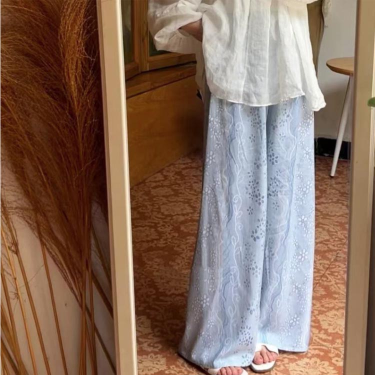 ワイドパンツ レディース 春夏 パジャマ 花柄 ロングパンツ ルームパンツ ワイド ...