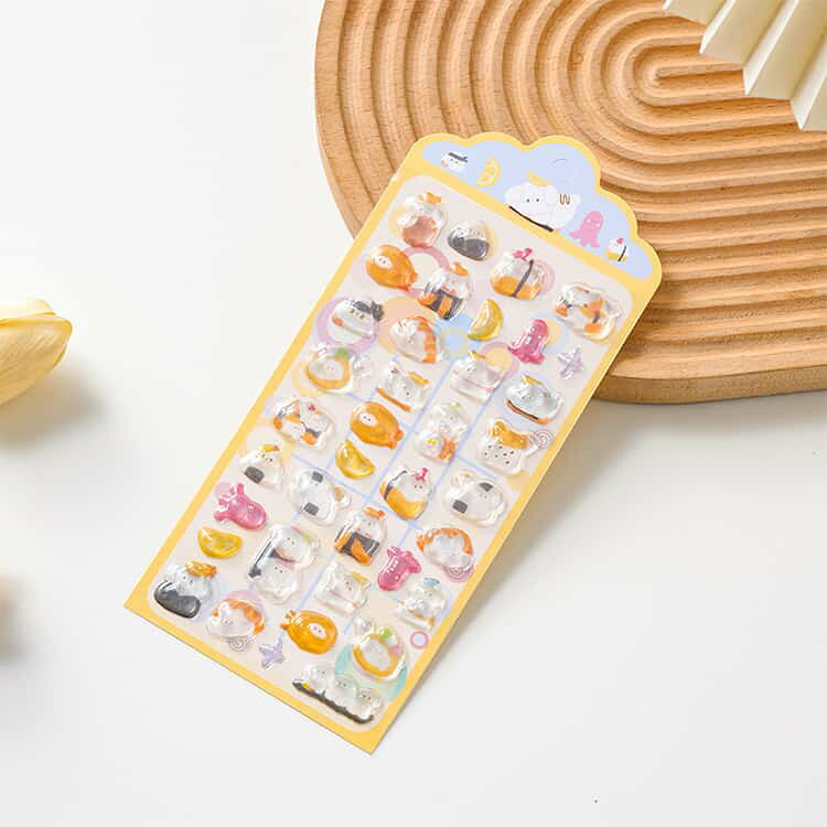キャラクター 3D立体クリスタルシール ぷっくり キャラクターステッカー デコシール 韓国 全6種/6枚入り ぷっくりシール シール帳 ご褒美シール かわいい つやつや キラキラ ぷにぷに 送料無料 abefirm-10098257 あべ商会 楽天市場店 サンプル画像2