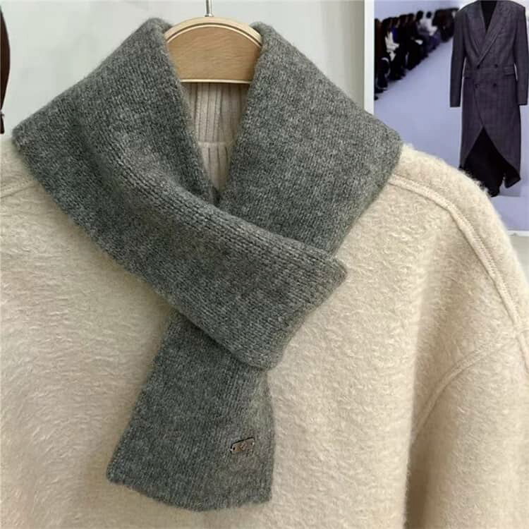 マフラー ウール ウールニット ウール混 通し穴付き メンズ ショート丈 キッズ ネ...