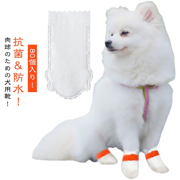 抗菌＆防水！肉球のための犬用靴！犬用靴下犬の使い捨て防水靴は、犬が足を汚さないように効果的に保護することができます。肉球を守る夏の熱いアスファルトや砂によるやけど、砂利や草木のトゲなどによるケガ、冬の雪道や凍った地面によるしもやけ、融雪剤の塩分によるかぶれなどから愛犬を守ります。傷の保護なめ続けてしまうと、皮膚炎などの病気になる可能性も！犬用の靴内側のソフトガーゼが傷口を保護し、回復させるのに役立ちます。着脱が簡単 弾性ストラップで履き心地の調整もできるので、しっかり固定できます。ノンスリップのゴム底は、室内外のアクティビティを安全にします。軽くて快適な履き心地自由自在にくにゃっと曲がる柔軟性の高い素材で、素足のような快適な履き心地を実現。様々な気候や状況に対応通年、あらゆる天候に対応した犬用の靴は、氷、雪、熱いアスファルト、湿った地面から、あなたの愛犬の足を清潔、乾燥、安全に保ちます。 ●製造ロットにより、細部形状の違いや、同色でも色味に多少の誤差が生じます。 ●パッケージは改良のため予告なく仕様を変更する場合があります。 ▼商品の色は、撮影時の光や、お客様のモニターの色具合などにより、実際の商品と異なる場合がございます。あらかじめ、ご了承ください。 ▼生地の特性上、やや匂いが強く感じられるものもございます。数日のご使用や陰干しなどで気になる匂いはほとんど感じられなくなります。 ▼同じ商品でも生産時期により形やサイズ、カラーに多少の誤差が生じる場合もございます。 ▼他店舗でもを共有して販売をしている為、受注後欠品となる場合もございます。予め、ご了承お願い申し上げます。 ▼出荷前に全て検品を行っておりますが、万が一商品に不具合があった場合は、お問い合わせフォームまたはメールよりご連絡頂けます様お願い申し上げます。速やかに対応致しますのでご安心ください。? メーカー希望小売価格はメーカーカタログに基づいて掲載しています