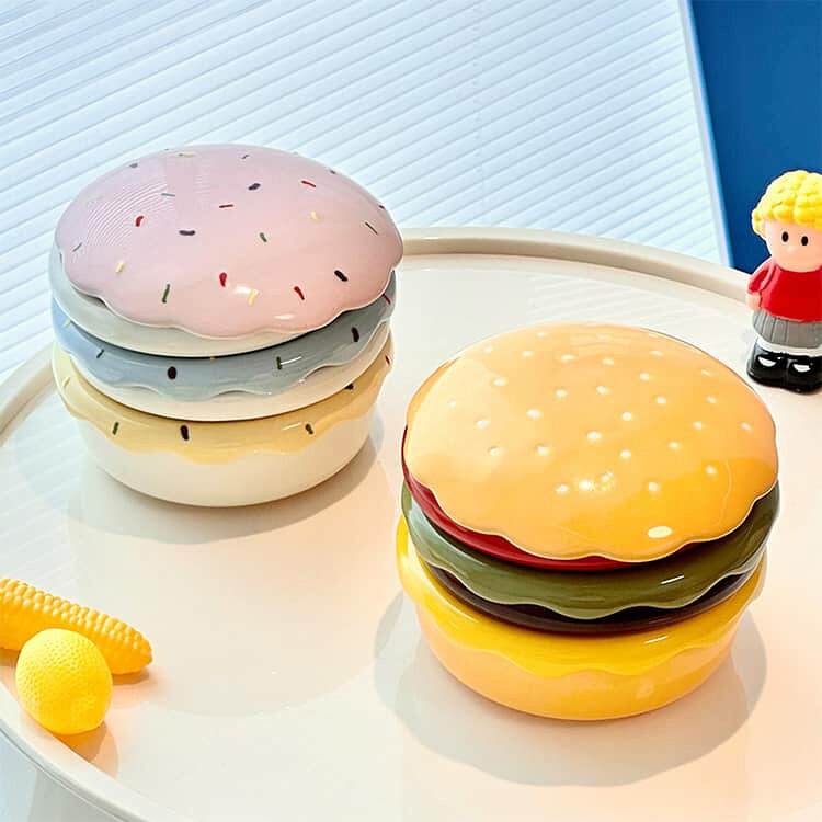 小鉢セット ハンバーガー型 小皿 可愛い 小皿 セット 小皿 ストッキング収納OK セラミック食器 カラフル 前菜プレート 省スペース 卓上 インテリア 陶器 醤油皿 ハンバーグセラミック食器 積み重ね可能 多機能 おしゃれ 2