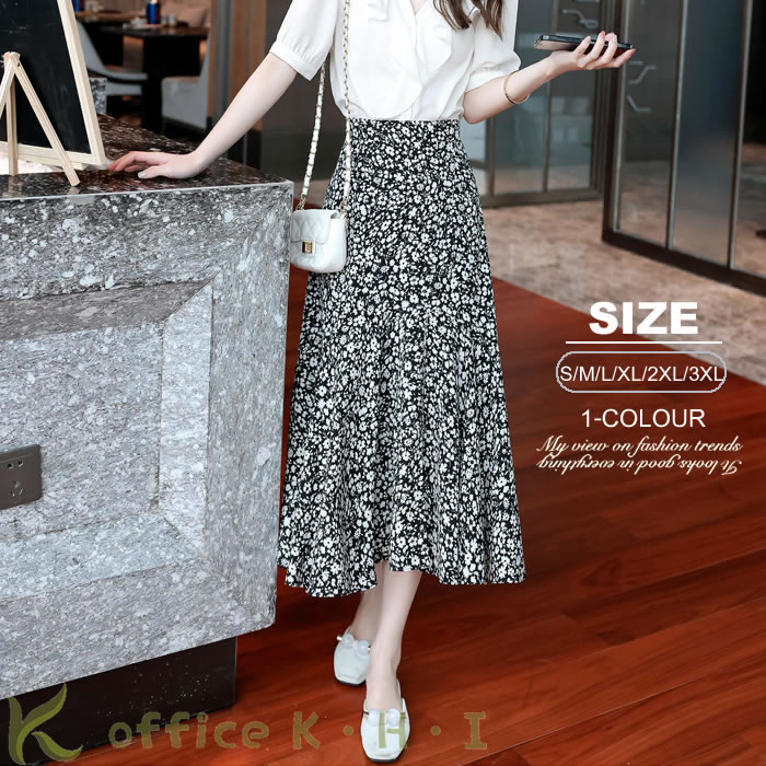 Rakuten - 超目玉商品新作スカート夏 レディース スカート 春夏スカート aラインスカート ロングスカート シフォンスカート きれいめスカート 花柄スカート フレアスカート おしゃれ カジュアル シンプル 大人スカート 上品 通勤 オフィス 出かけ 可愛 痩せる効果 お洒落