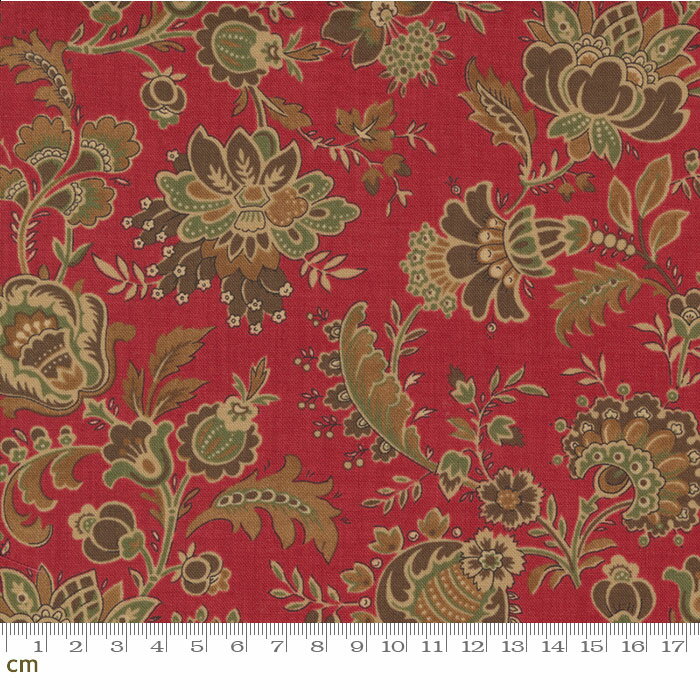 【Moda モダ】Bonheur De Jour-13911-11(3A-02) 花柄 レッド アンティーク コットン100% シーチング French General フレンチジェネラル【10cm単位販売】のサムネイル