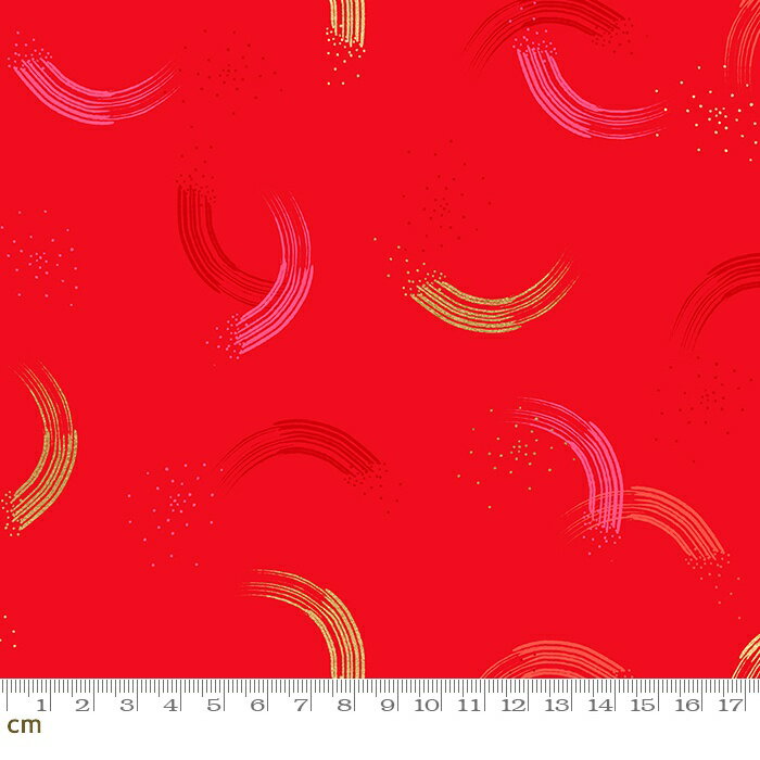 【Moda モダ】Jolly Basics-RS2065-12M(メタリック加工)(2E-06) レッド系 ゴールドラメ テクスチャ柄 コットン100％ シーチング【10cm単位販売】