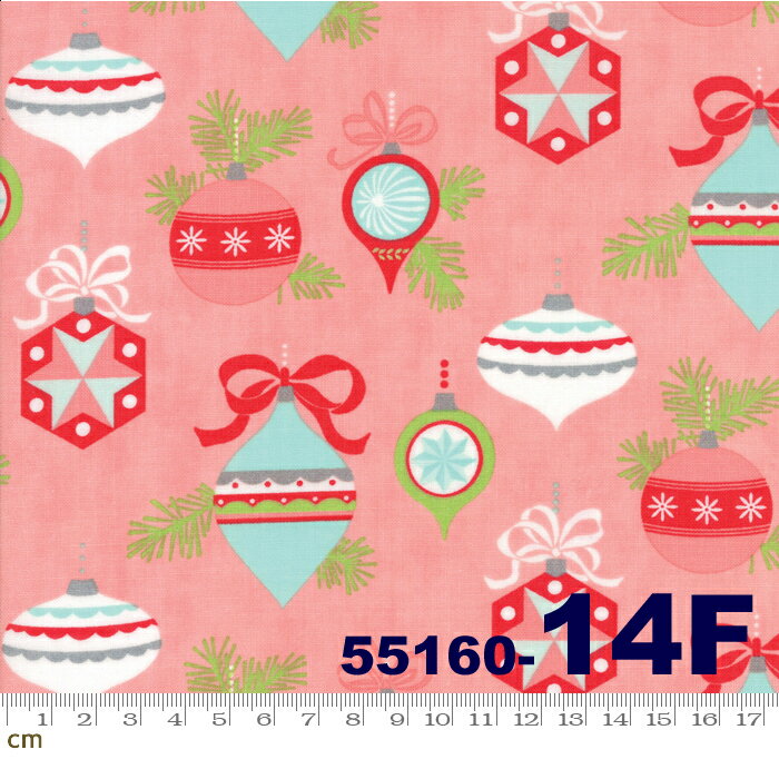 【クーポン最大500円OFF！】Vintage Holiday-55160-14F(フランネル)(2D-05) ピンク系 スカイブルー系 クリスマス柄 オーナメント Xmas コットン100％【10cm単位販売】