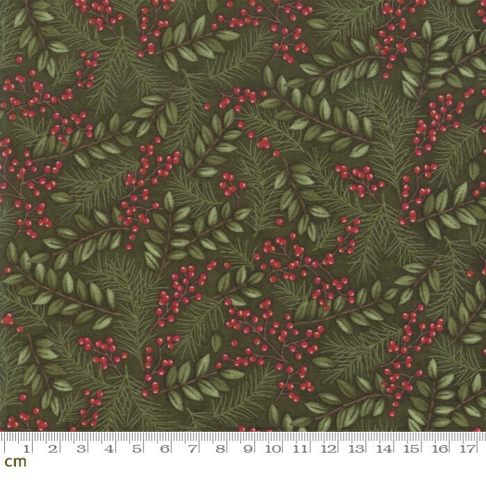 【Moda モダ】Winter Manor(ウィンター マナー)-6772-14(2C-05) グリーン系 植物柄 南天の実 クリスマ..