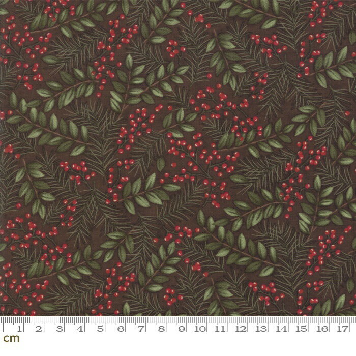 【Moda モダ】Winter Manor(ウィンター マナー)-6772-16(2C-05) ブラウン系 植物柄 南天の実 クリスマ..