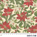 【Moda モダ】Poinsettias & Pine Metallic-33511-11M(メタリック加工)(2E-03) ホワイト系 ゴールド 植物柄 クリスマス コットン100% シーチング【10cm単位販売】(3)