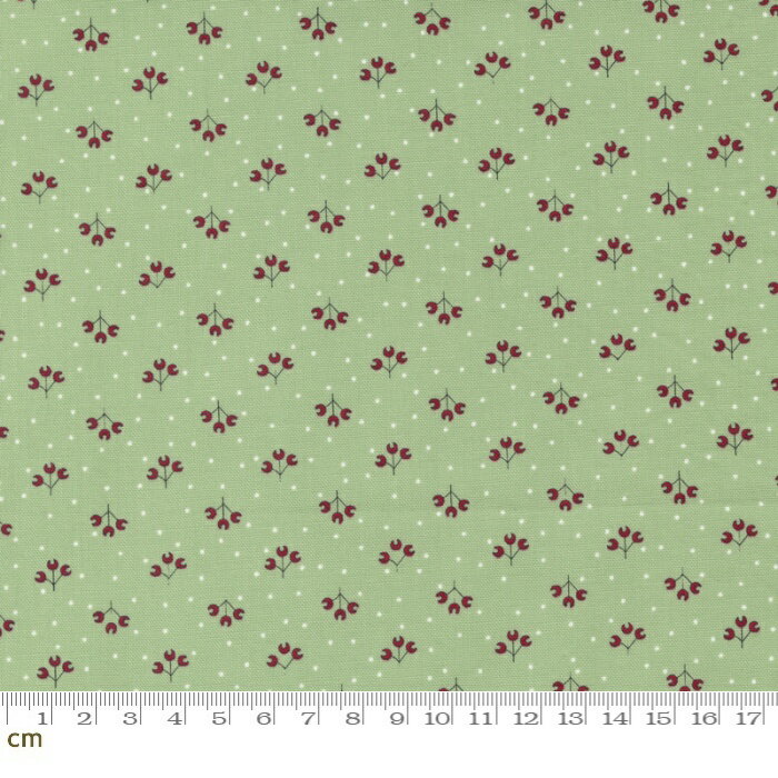 【Moda モダ】I Believe In Angels-3004-13(2E-08) グリーン 小花柄 クリスマス コットン100% シーチング【10cm単位販売】