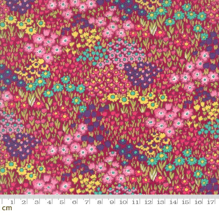 Other - 【Moda モダ】Regent Street Lawns 2016-33194-14(ローン生地)(3B-09) マゼンタ系 ピンク系 小花柄 花畑 ファンシー コットン100%【10cm単位販売】