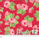 【Moda モダ】Love Lily-24110-12(2B-01) レッド系 ピンク系 花柄 星柄 バレンタイン かわいい ポップ コットン100% シーチング【10cm単位販売】