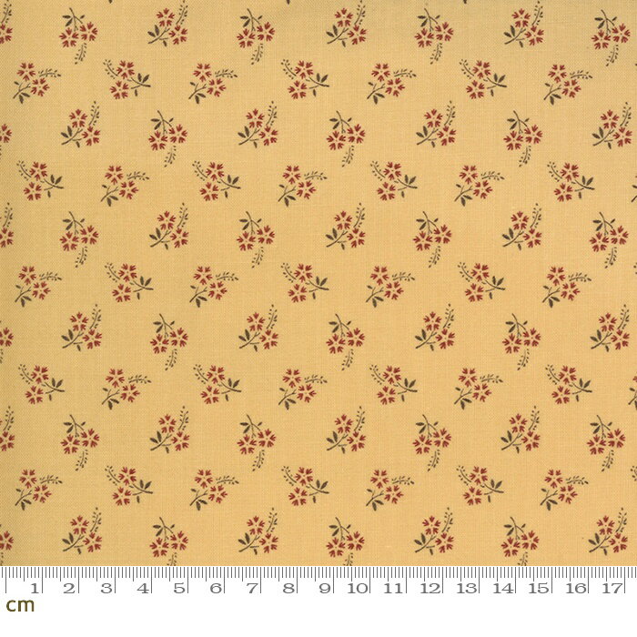 Rakuten - 【Moda モダ】Jardin De Fleurs-13897-16(3A-01) 小花柄 マスタードイエロー系 アンティーク コットン100% シーチング French General フレンチジェネラル 【10cm単位販売】