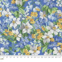 【Moda モダ】Summer Breeze 2023-33681-15(2A-05) ブルー 花柄 水仙 水彩風 ボタニカル コットン100% シーチング【10cm単位販売】