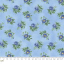【Moda モダ】Summer Breeze 2023-33684-14(2A-05) ブルー 小花柄 薔薇 ミヤコワスレ 水彩風 ボタニカル コットン100% シーチング【10cm単位販売】