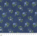 【Moda モダ】Summer Breeze 2023-33684-16(2A-05) ネイビー 小花柄 薔薇 ミヤコワスレ 水彩風 ボタニカル コットン100% シーチング【10cm単位販売】