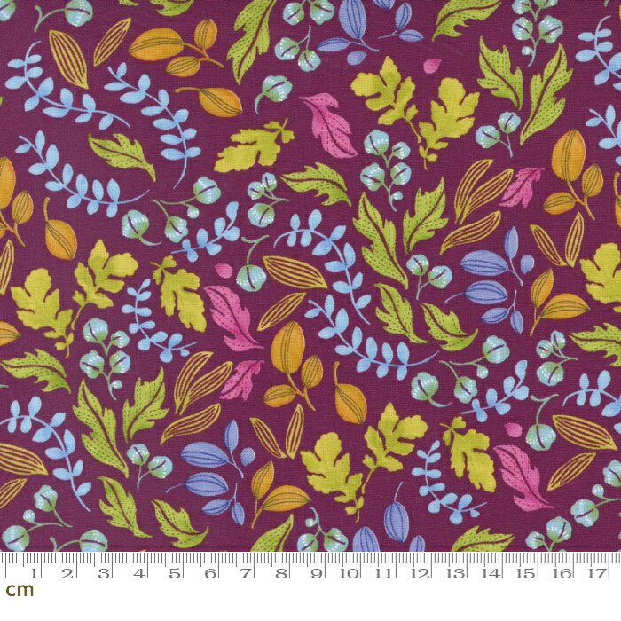 Rakuten - 【Moda モダ】Wild Blossoms-48736-22(3B-03) パープル系 植物柄 ボタニカル コットン100% シーチング【10cm単位販売】