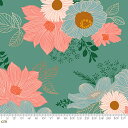 【Moda モダ】Elixir-RS0037-13M(メタリック加工)(2E-07) グリーン系 花柄 植物 メタリック加工 コットン100% シーチング【10cm単位販売】