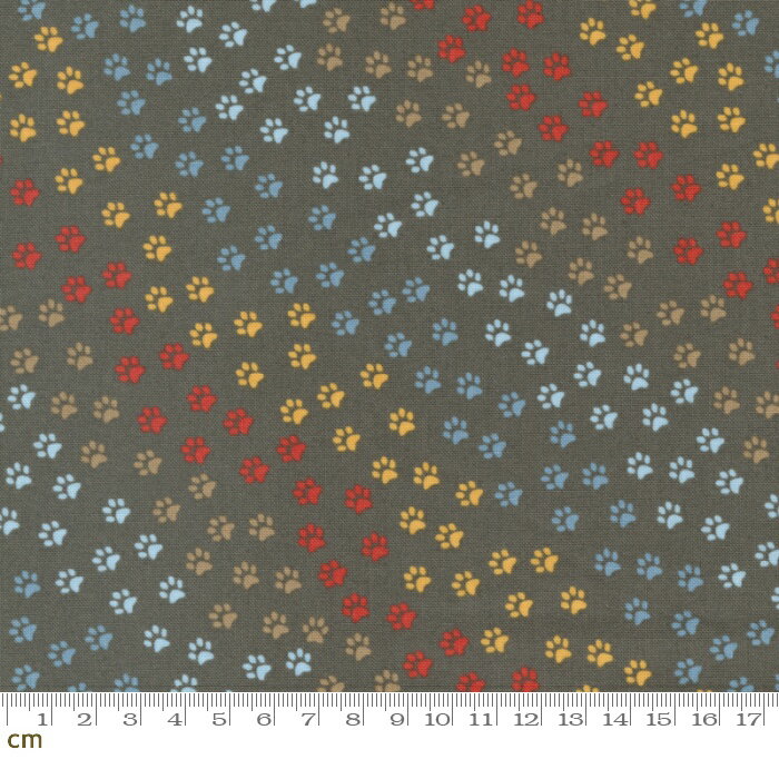 楽天アベーユ【クーポン最大500円OFF！】Dog Daze-20845-18（3F-17） 犬柄 足跡 肉球 グレー ポップ ラッカープリント コットン100％ シーチング【10cm単位販売】