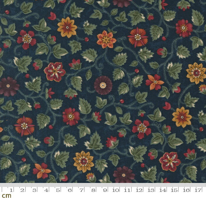 【Moda モダ】Chickadee Landing-9740-14(2E-06) ネイビー系 花柄 つる草模様 レトロ コットン100% シ..