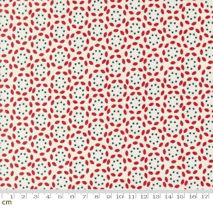 Rakuten - 【Moda モダ】Vintage-55655-11(3A-11) レッド系 花柄 花びら ドット柄 水玉 コットン100% シーチング 【10cm単位販売】