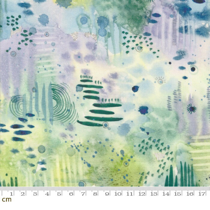Rakuten - 【Moda モダ】Floribunda-39808-11(3B-07) マルチカラー ブルー系 テクスチャ 水彩画 デジタル コットン100%シーチング【10cm単位販売】