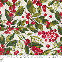 【Moda モダ】Pine Valley-30740-11(2B-05) ホワイト 白 植物柄 南天の実 Xmas クリスマス かわいい プリント コットン10...