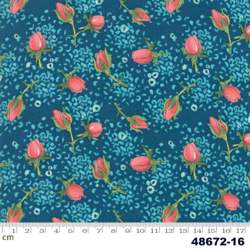 【Moda モダ】Abby Rose-48672-16(2E-02) ブルー系 花柄 バラ柄 蕾 コットン100% シーチング【10cm単位販売】 【Moda モダ】Abby Rose-48672-16(2E-02) ブルー系 花柄 バラ柄 蕾 コットン100% シーチング【10cm単位販売】