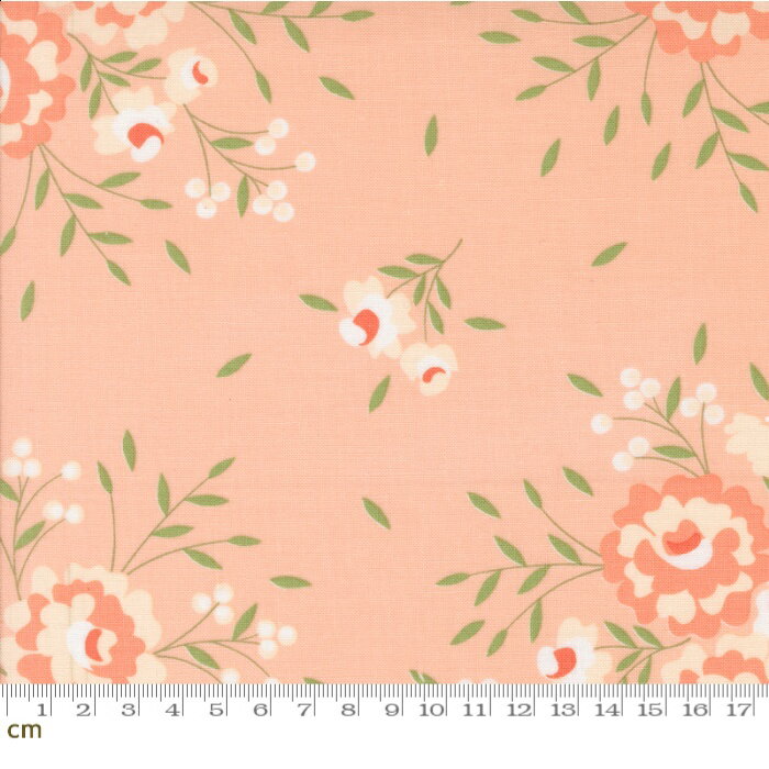 樂天商城 - 【Moda モダ】Abloom-29210-13(3A-02) 花柄 薔薇 パステル ホワイト コーラルピンク コットン100％ シーチング 110cm幅【10cm単位販売】