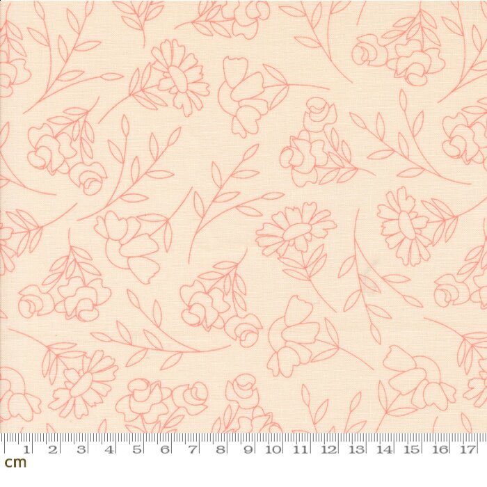 Rakuten - 【Moda モダ】Abloom-29211-14(3A-02) 花柄 薔薇 パステル オレンジ コットン100％ シーチング 110cm幅【10cm単位販売】