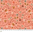 【Moda モダ】Acorn Hollow-30761-15(2B-09) リーフ柄 つる草 サーモンピンク 動物柄 アニマル かわいい 手書き風 リス ウサギ ハリネズミ どんぐり キノコ シーチング 110cm幅【10cm単位販売】(3)