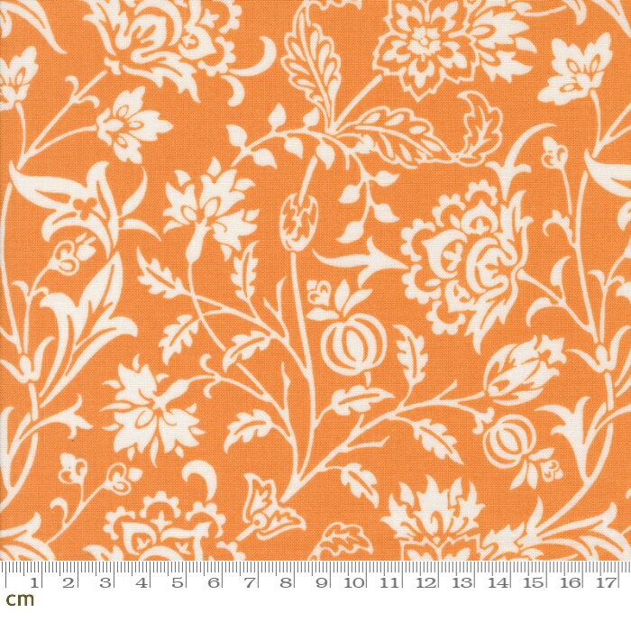 Rakuten - 【Moda-k モダ】Agatha Road-35410-12(3A-04) 花柄 植物柄 蔓 オレンジ ハロウィン シーチング 110cm幅 ハンドメイド パッチワーク