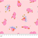 【Ruby Star】Animal Animal-RS5164-12(2A-04) ピンク カピバラ のんびり 水遊び オレンジ 入園 入学 子供 ルビースター ポップ かわいい コットン100% シーチング 110cm幅【10cm単位販売】(3)