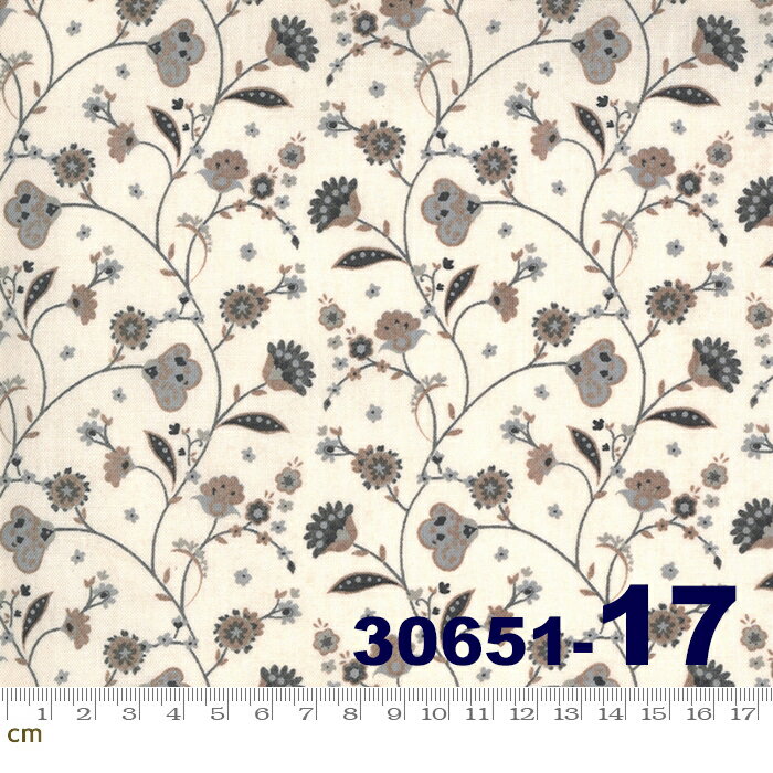 【Moda モダ】Boudoir-30651-17(2E-05)ボタニカル柄 植物柄 花柄 モノトーン ホワイト クリーム アイボ..