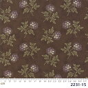 【Moda モダ】Clover Meadow-2231-15(2D-03) 花柄 フラワー 植物 ブラウン系 パープル コットン100% シーチング【10cm単位販売】