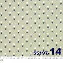 【Moda モダ】Early Bird-55197-14(2C-03) グリーン系 萌黄色 ベージュ 白色 チューリップ 花柄 コットン100% シーチング【10cm単位販売】